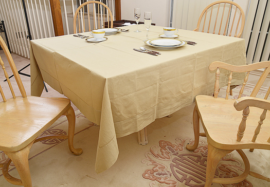 Happy Festive 70" Square tablecloth.Safari color - Click Image to Close